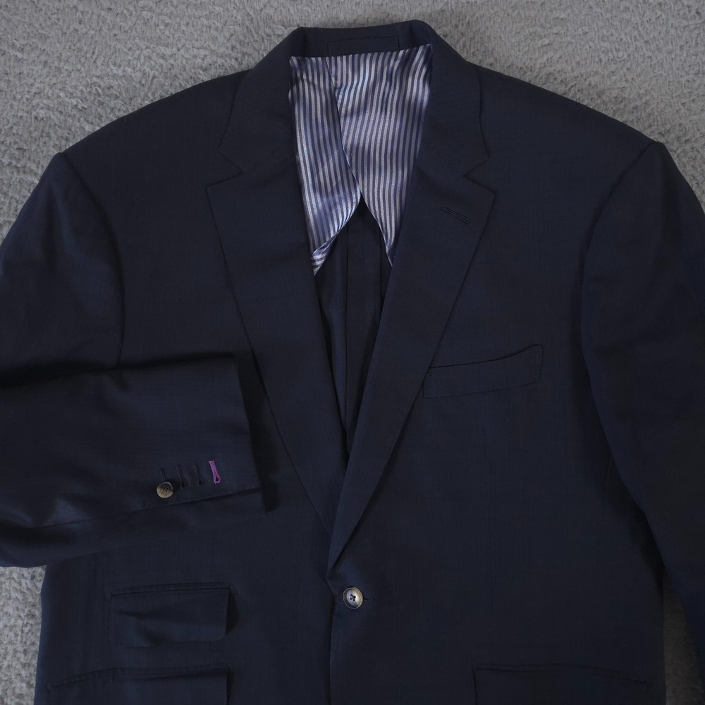 Michael Andrews Sport Coat Mens 46R Navy Pinstripe Bespoke Surgeon Cuff Dormeuil